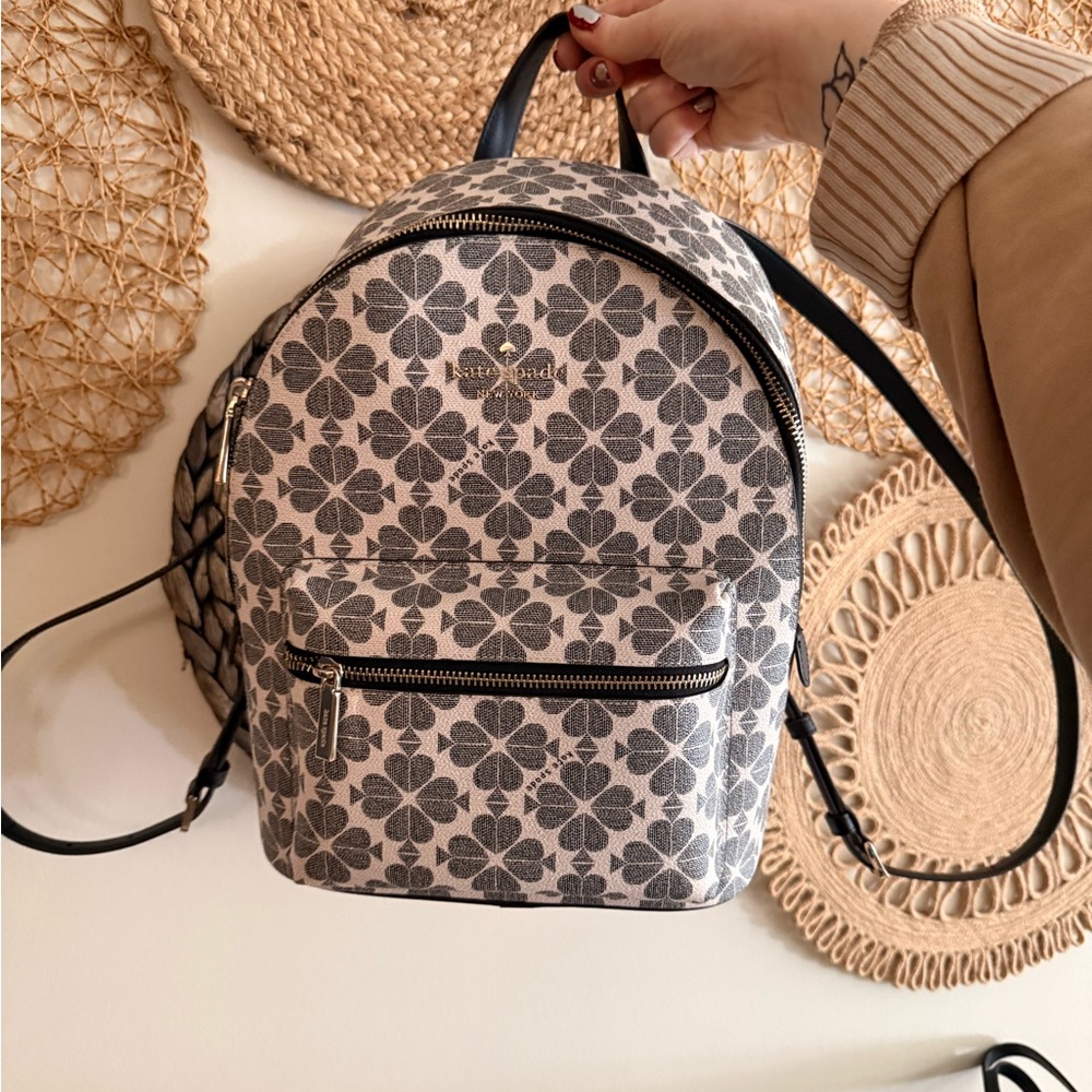 Kate Spade ♠️ Black and Cream Floral Backpack